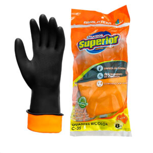 GUANTES BICOLOR C-35 NEGRO-NARANJA